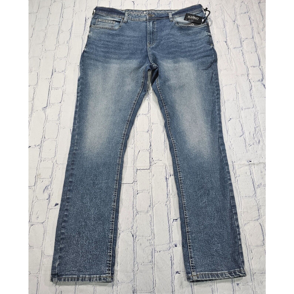 Buffalo David Bitton MENS SIZE 38X32 Max-X Skinny Stretch Jeans Faded Blue Denim